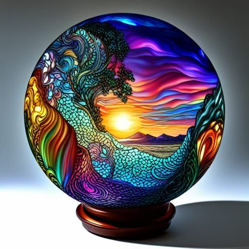 Iridescent Stained Glass Unicorn Sphere