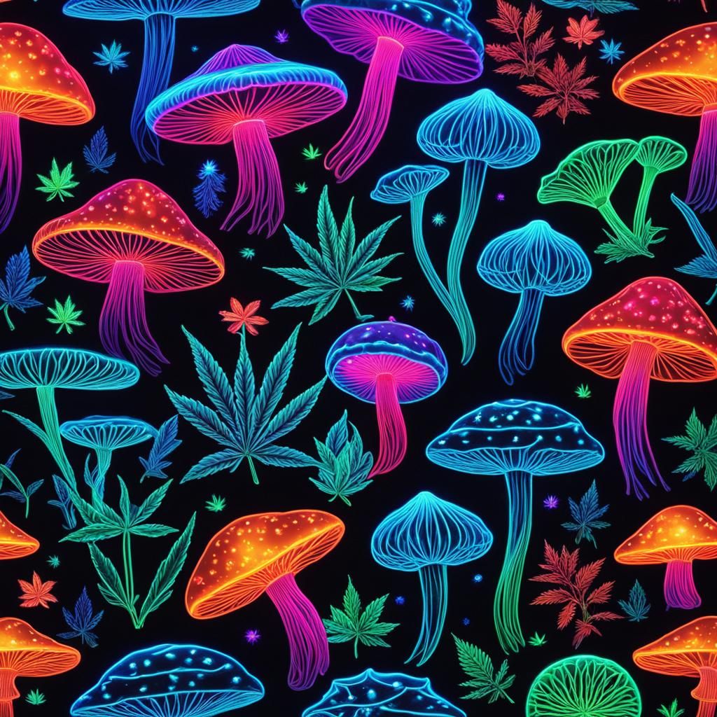 Psychedelic Neon Moon Cosmos in UV Light