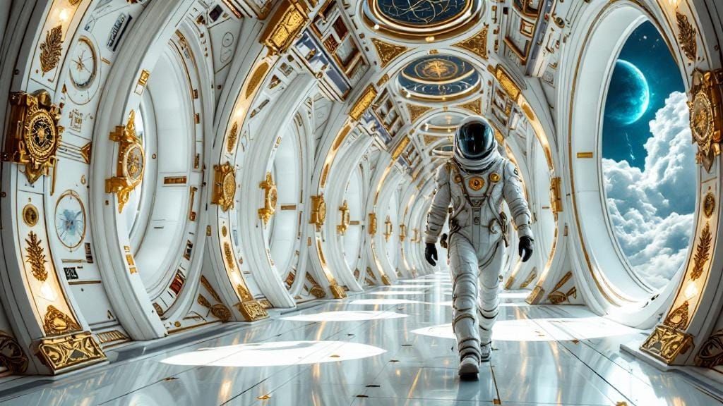 Regal Explorer in Baroque Sci-Fi Starship