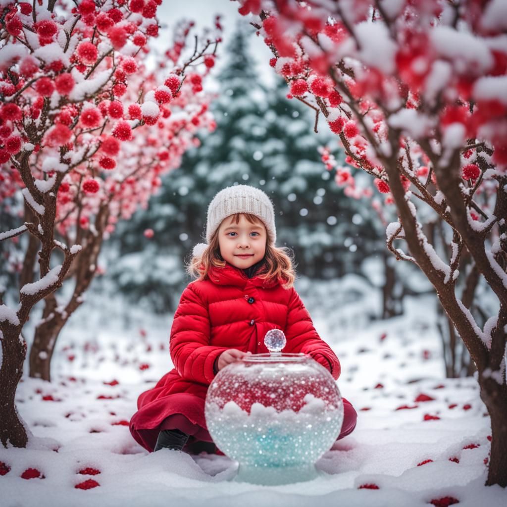 Apple Vase with Jade in Winter Scene