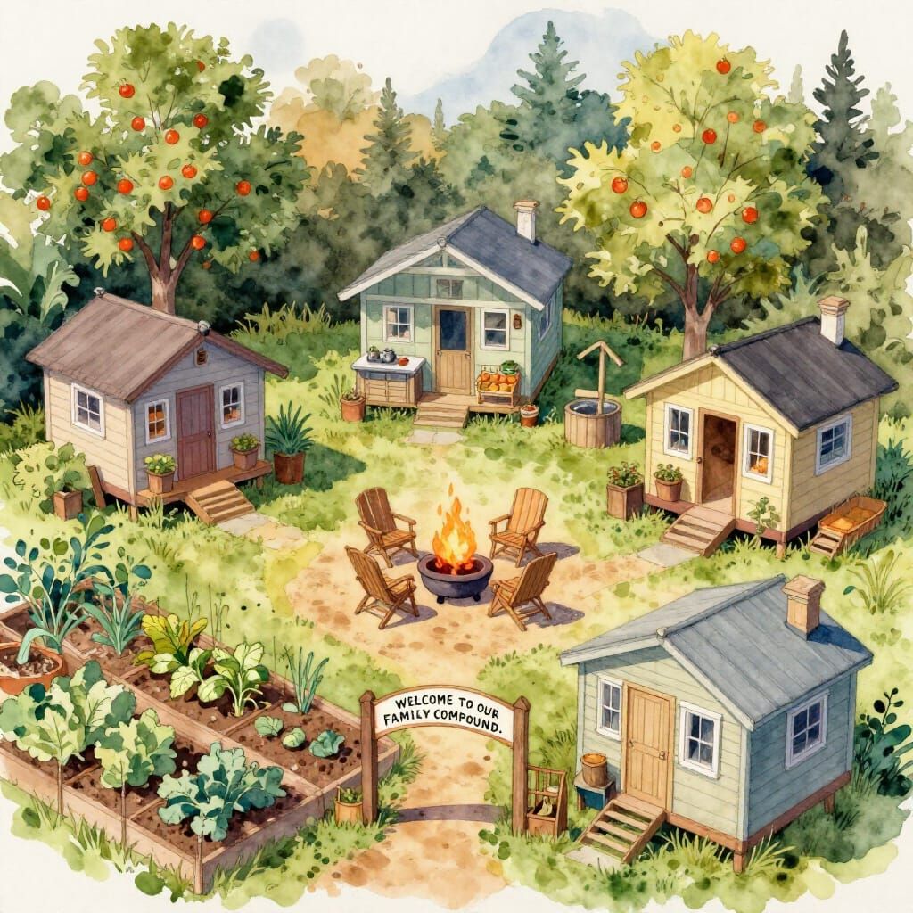 Cozy Family Compound with Tiny Homes and Outdoor Kitchen