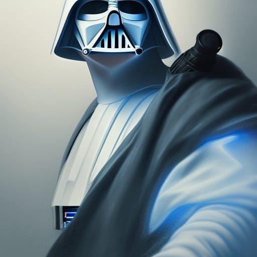 White Darth Vader with Blue Lightsaber Portrait