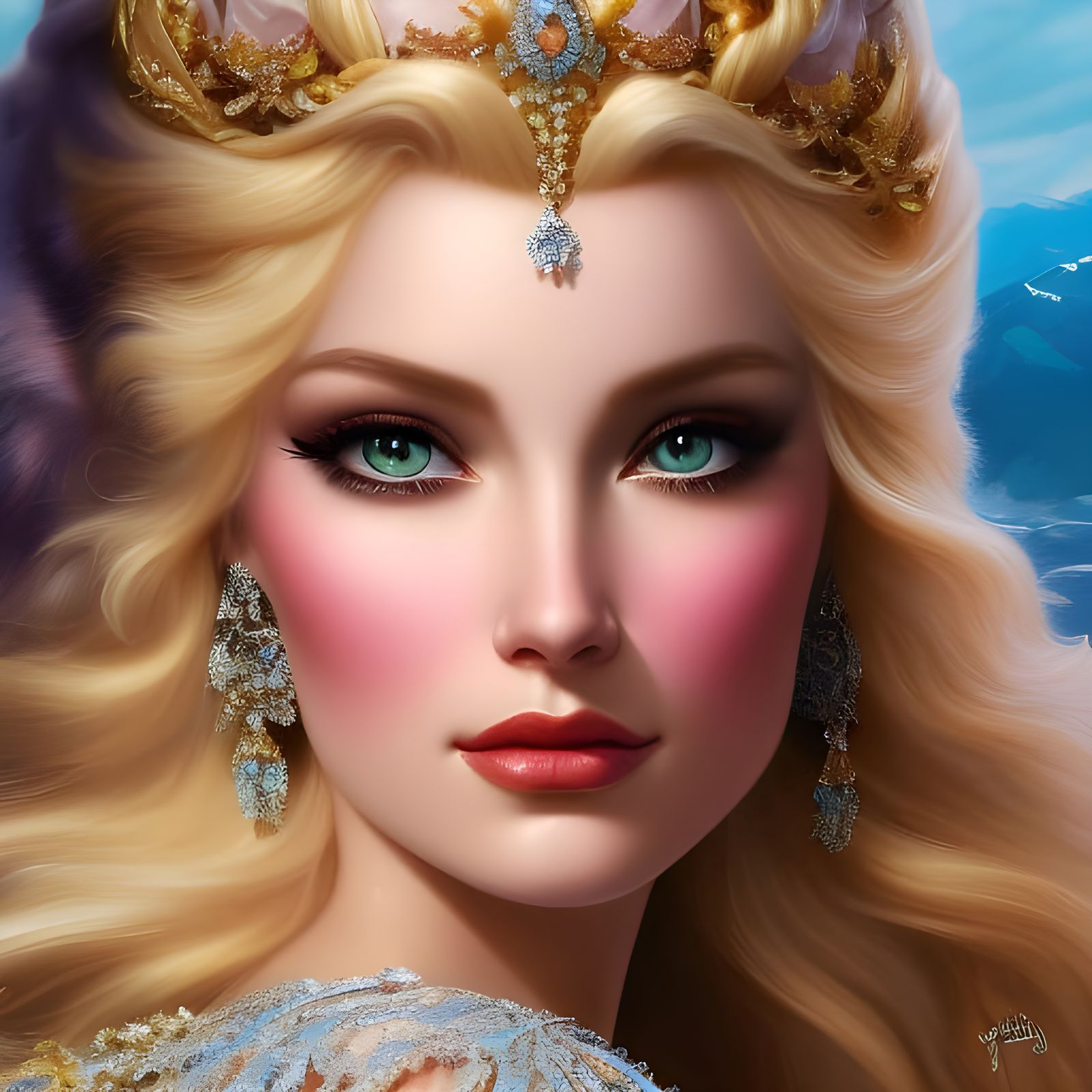 Elsa Surrounded by Ice Cream in Rococo Style