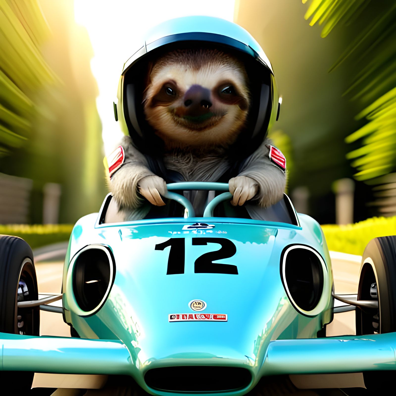 Sloth Racecar Driver in Digital Art