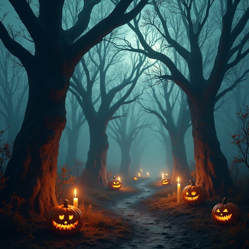 Eternal Halloween Landscape in Gothic Matte Painting Style