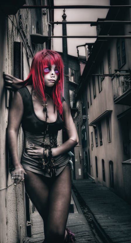 Urban Witch in Dark Alleyway: Cinematic Photography