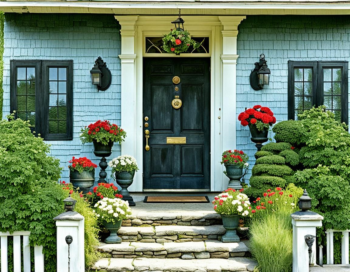 Whimsical House Entrance in Folk Art Style