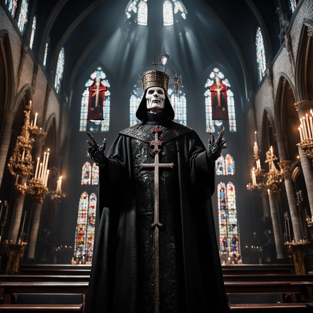 Pinhead as Evil Priest Leading Dark Mass