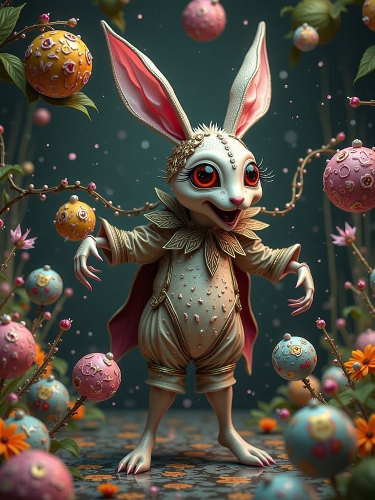 Surreal Easter Bunny Anarchy in Whimsical Wonderland