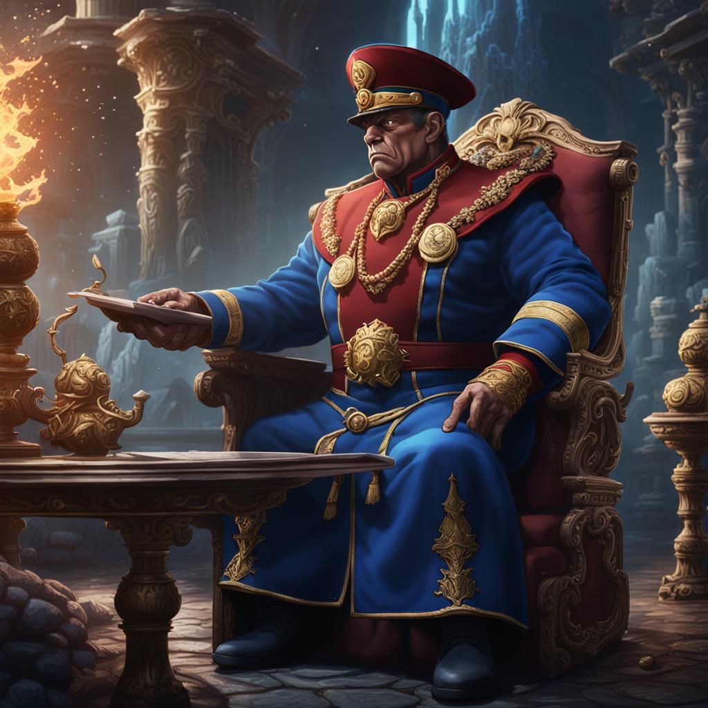 M.Bison as Servant of Tzeentch: Detailed Matte Painting