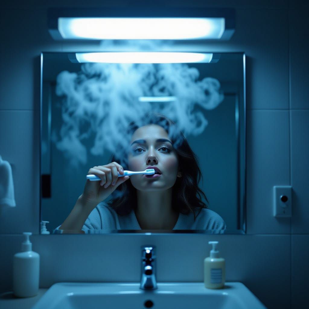 Eerie Bathroom Scene with Cinematic Horror Lighting