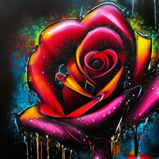 Black Rose Graffiti Art in Splash Style