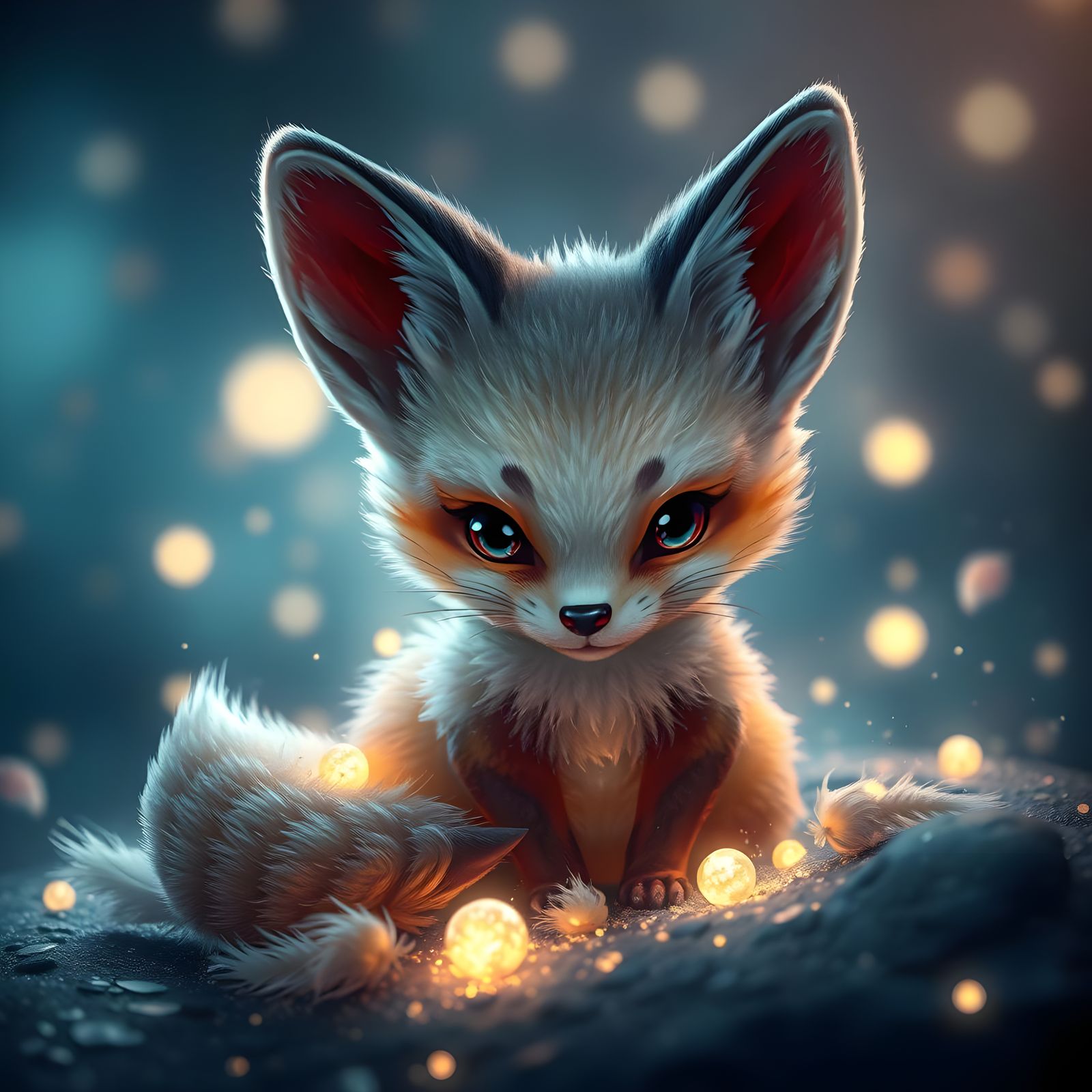 Cute Chibi Fennec Fox in Ghibli-Rutkowski Style
