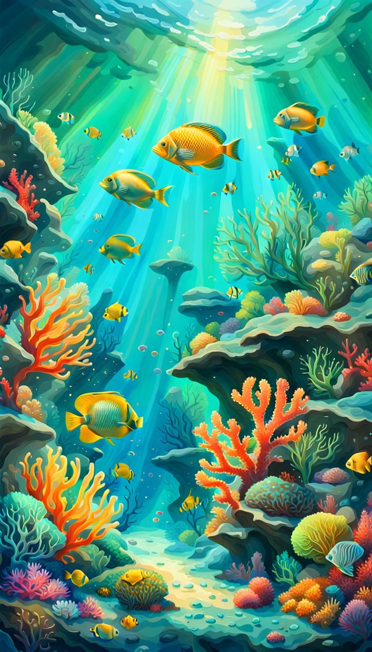 Underwater Coral Reef Thriving with Aquatic Life