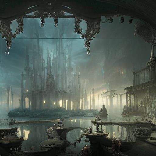 Blown Glass Underground City: Digital Matte Painting