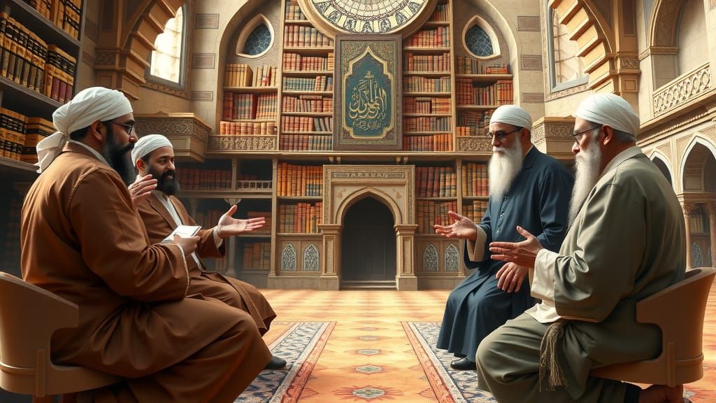 Scholarly Debate in Madrasa: Hyperrealistic Digital Art