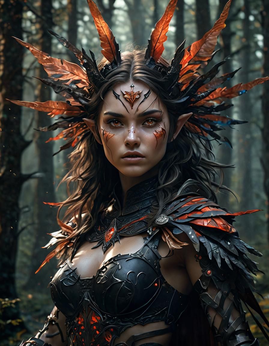 Mystical Forest Warrior in High Fantasy Illustration