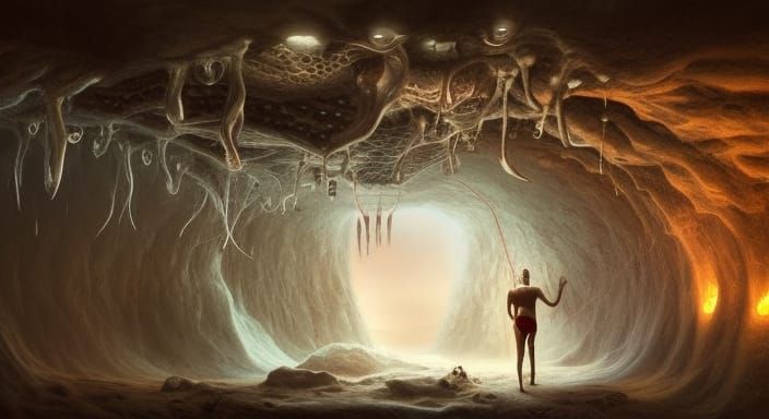 Hellish Milking Cave: Organic Horror Concept Art