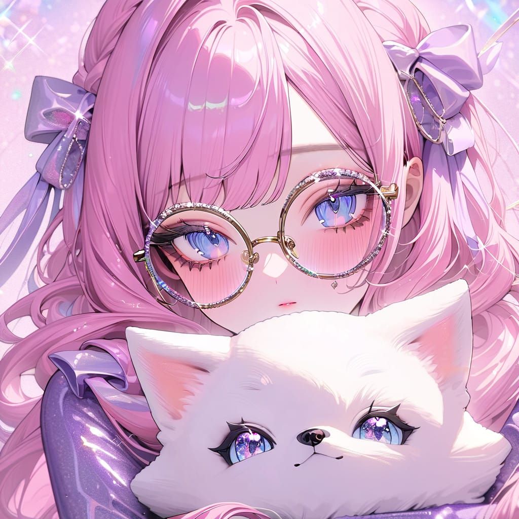 Ethereal Anime Girl in Elegant Purple Dress