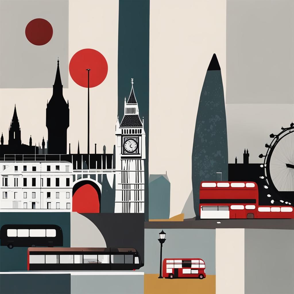 Abstract London Cityscape in Geometric Shapes