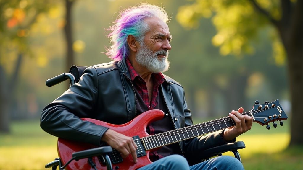 Electric Guitarist in Wheelchair, Fantastical Realism