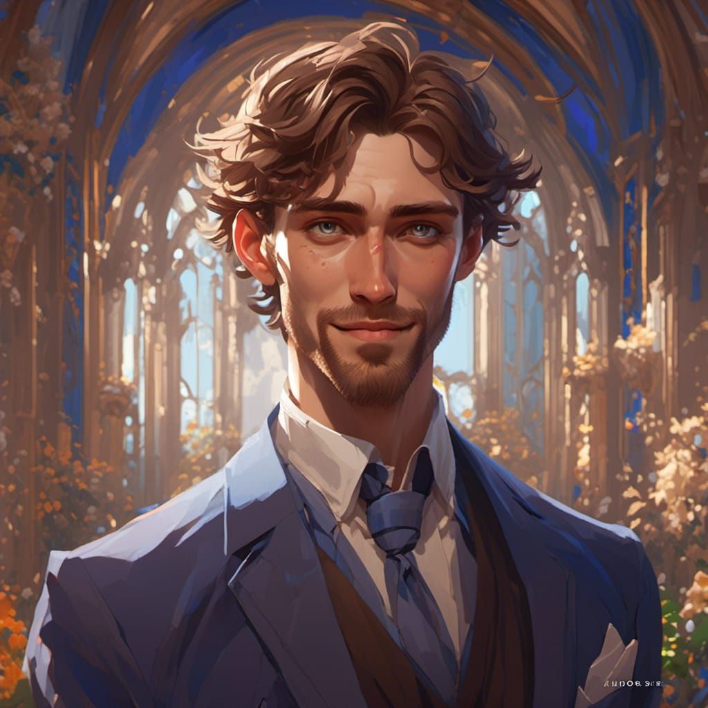 Portrait of a Young Man in Digital Art Style