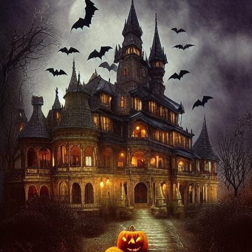 Sinister Halloween Castle in Digital Matte Painting