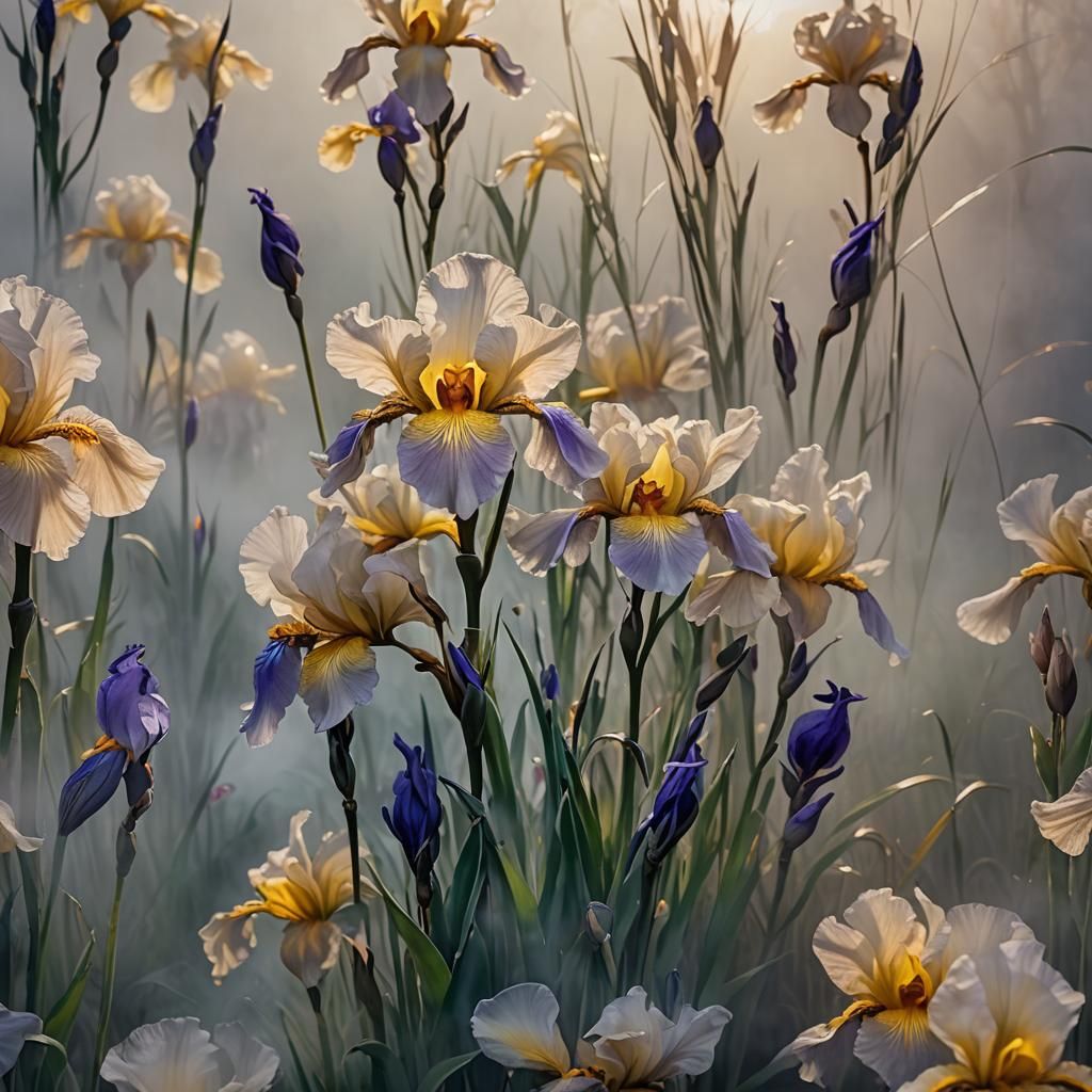 Surreal Eyes Peer Through Fog in Oil Painting