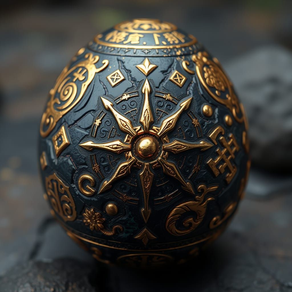 A gilded blackstone dragon egg