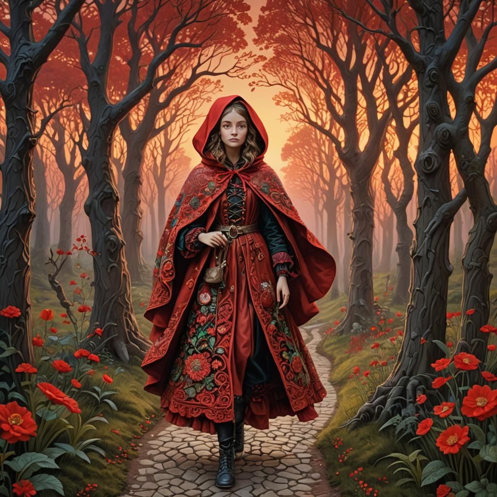 Red Riding Hood in Embroidered Coat