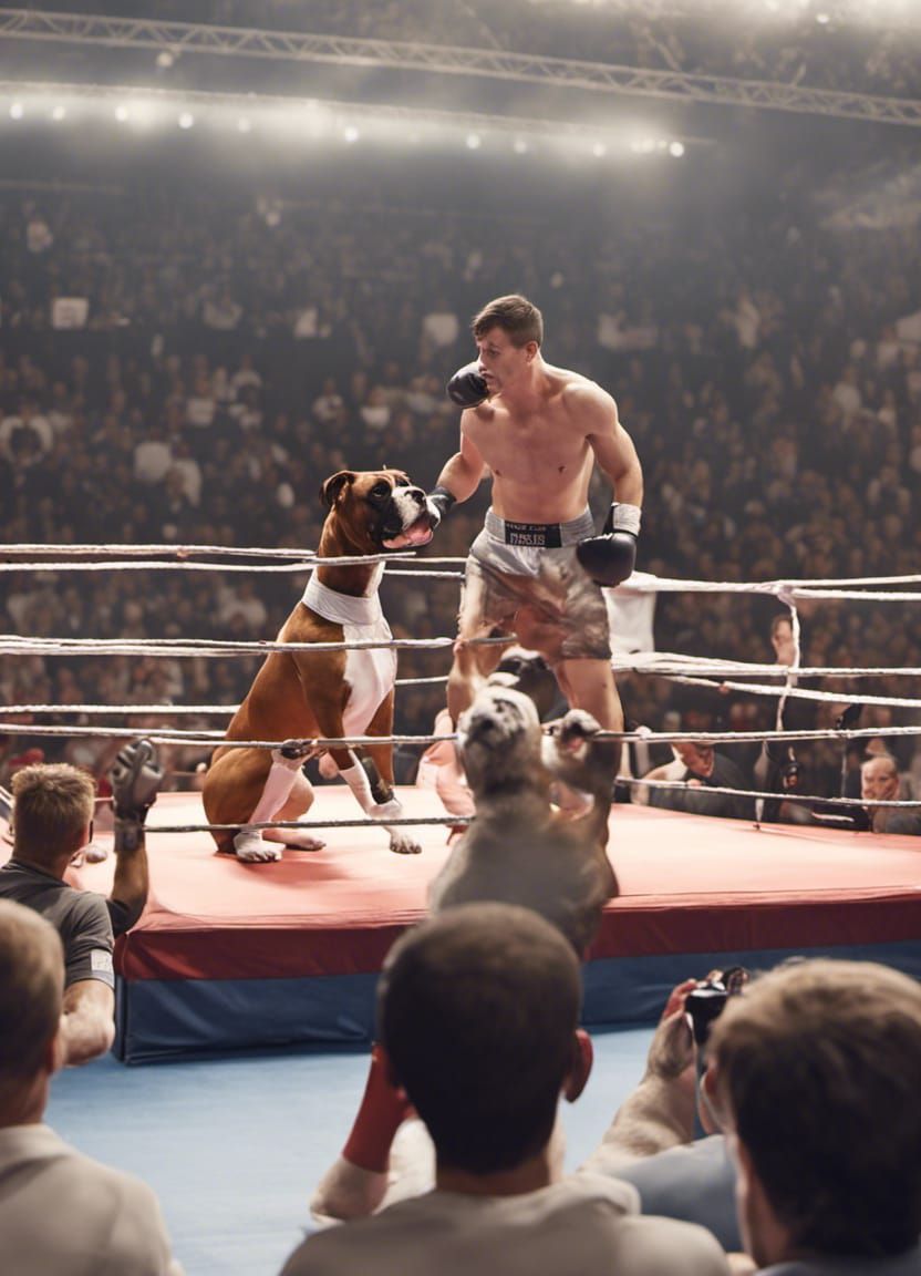 Boxer Dogs Boxing in a Ring