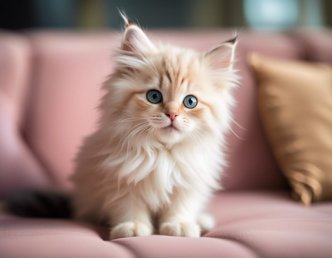 Adorable Kitten Portrait with Fluffy Fur