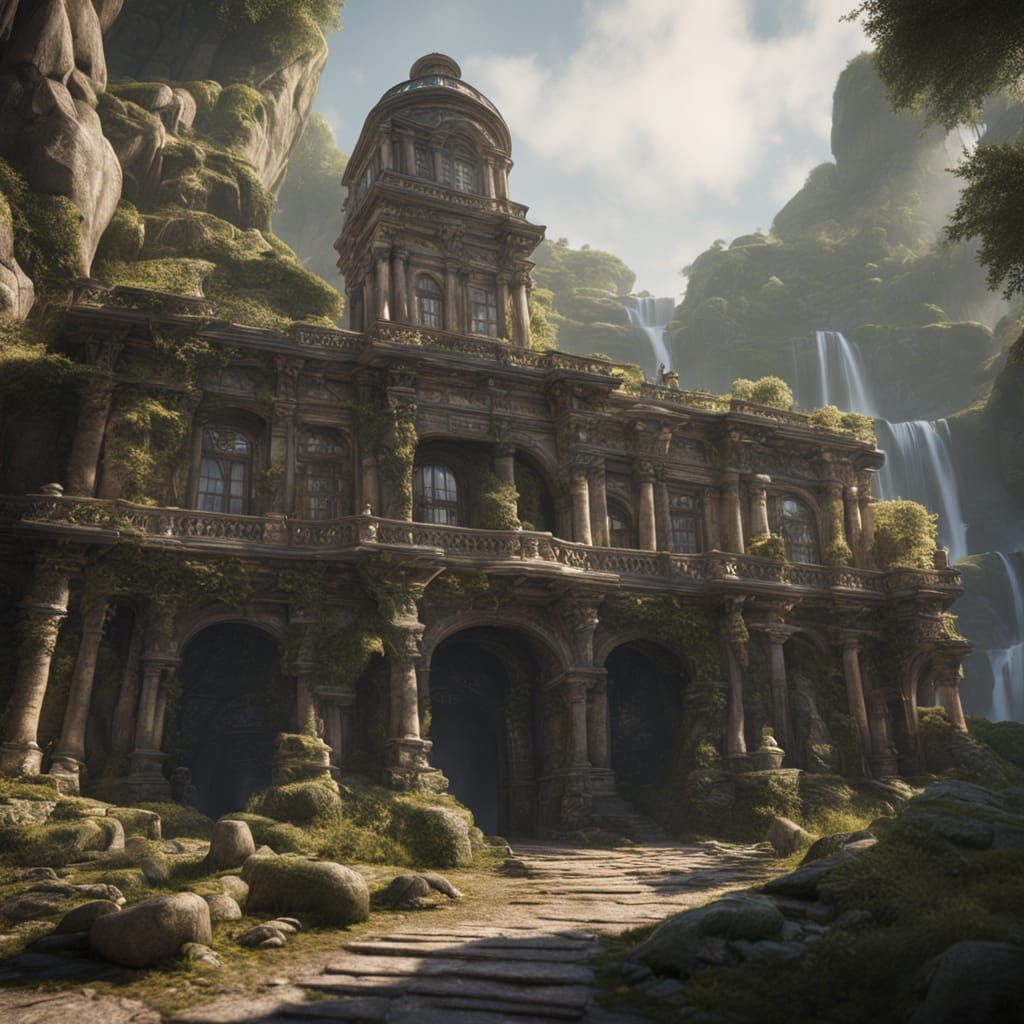 Lost City Within Pocket Watch 3D Render