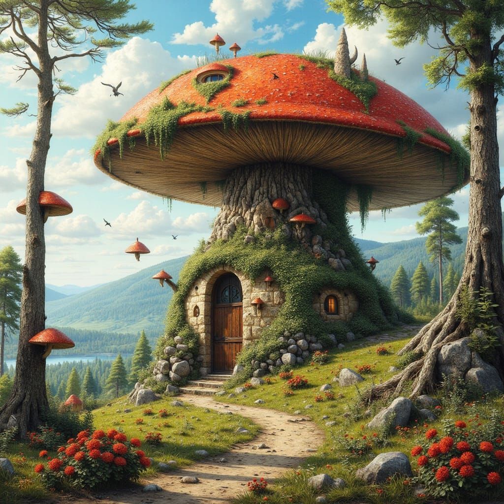 Ethereal Alien Treehouse Amidst Nature's Splendor