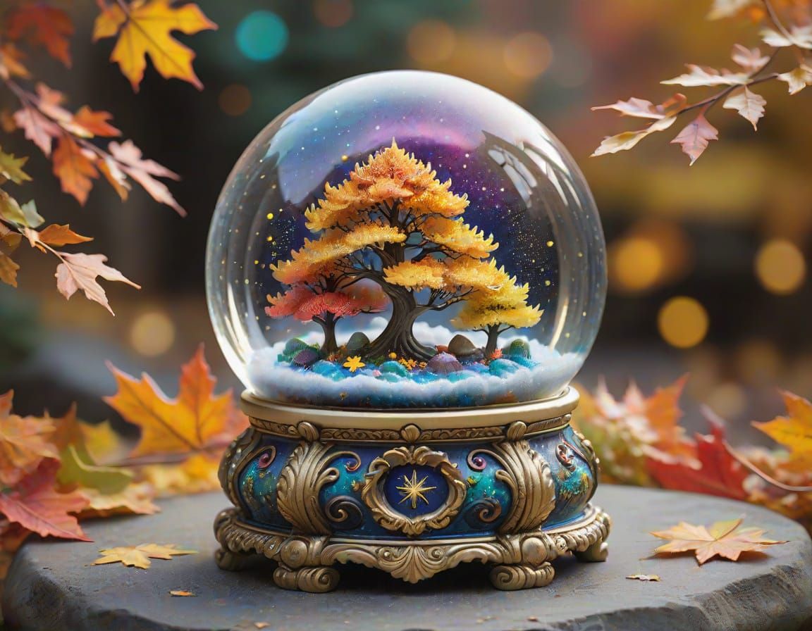 Whimsical Galaxy Snow Globe Scene