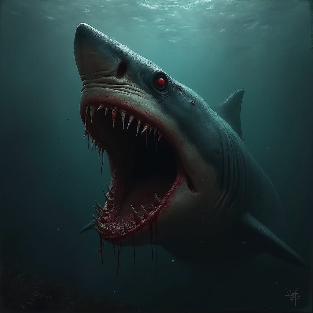 Mysterious Aquatic Horror in Dark Fantasy Style