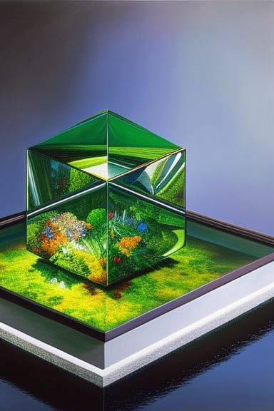 Man Crawling from Liquid Mirror in Tesseract