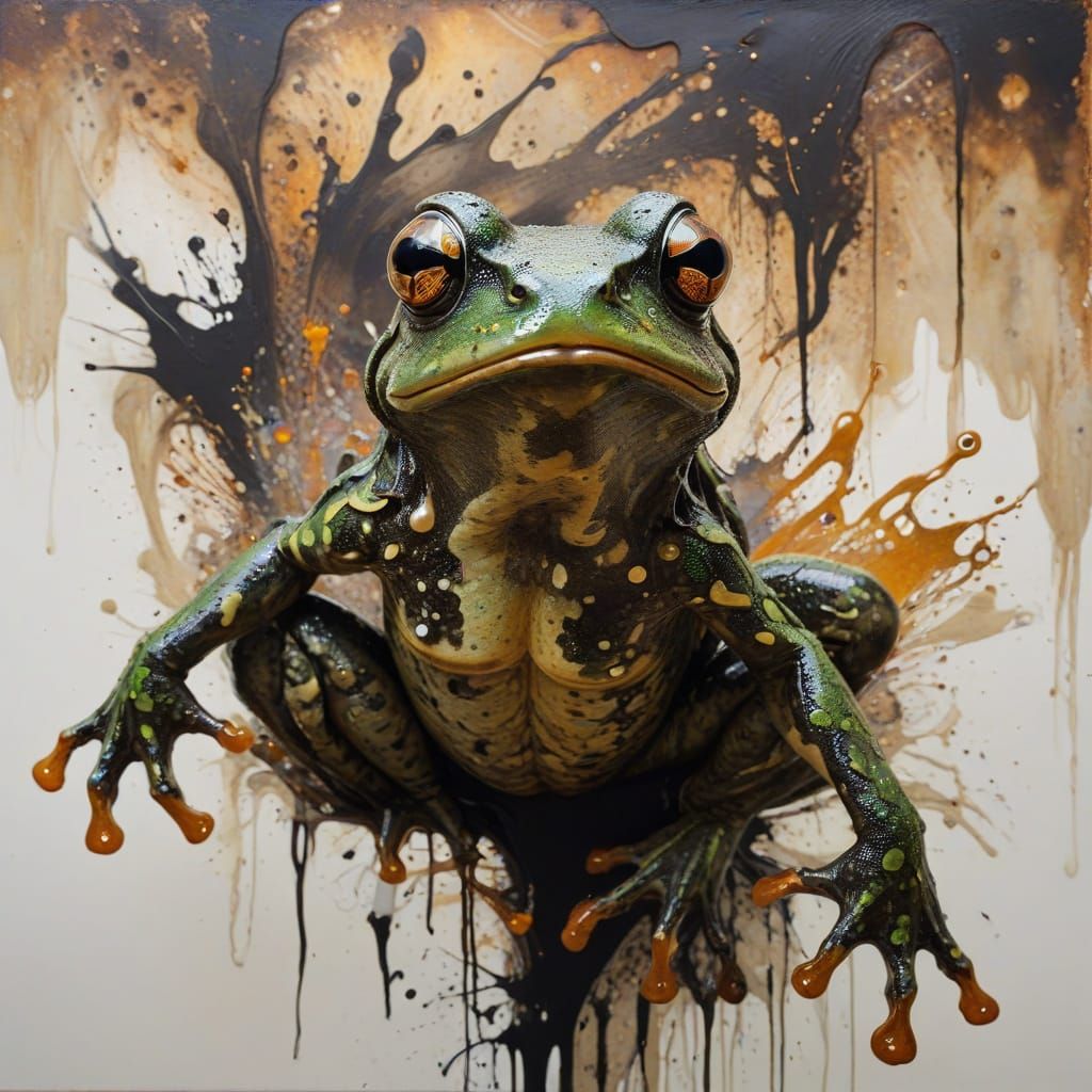 Dynamic Frog Portrait in Vibrant Expressionist Style