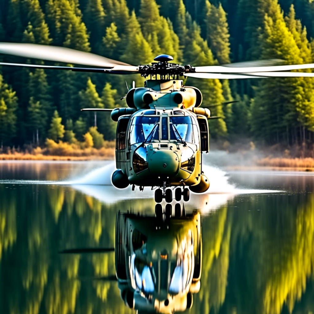 NH-90 Helicopter Reflection on Water
