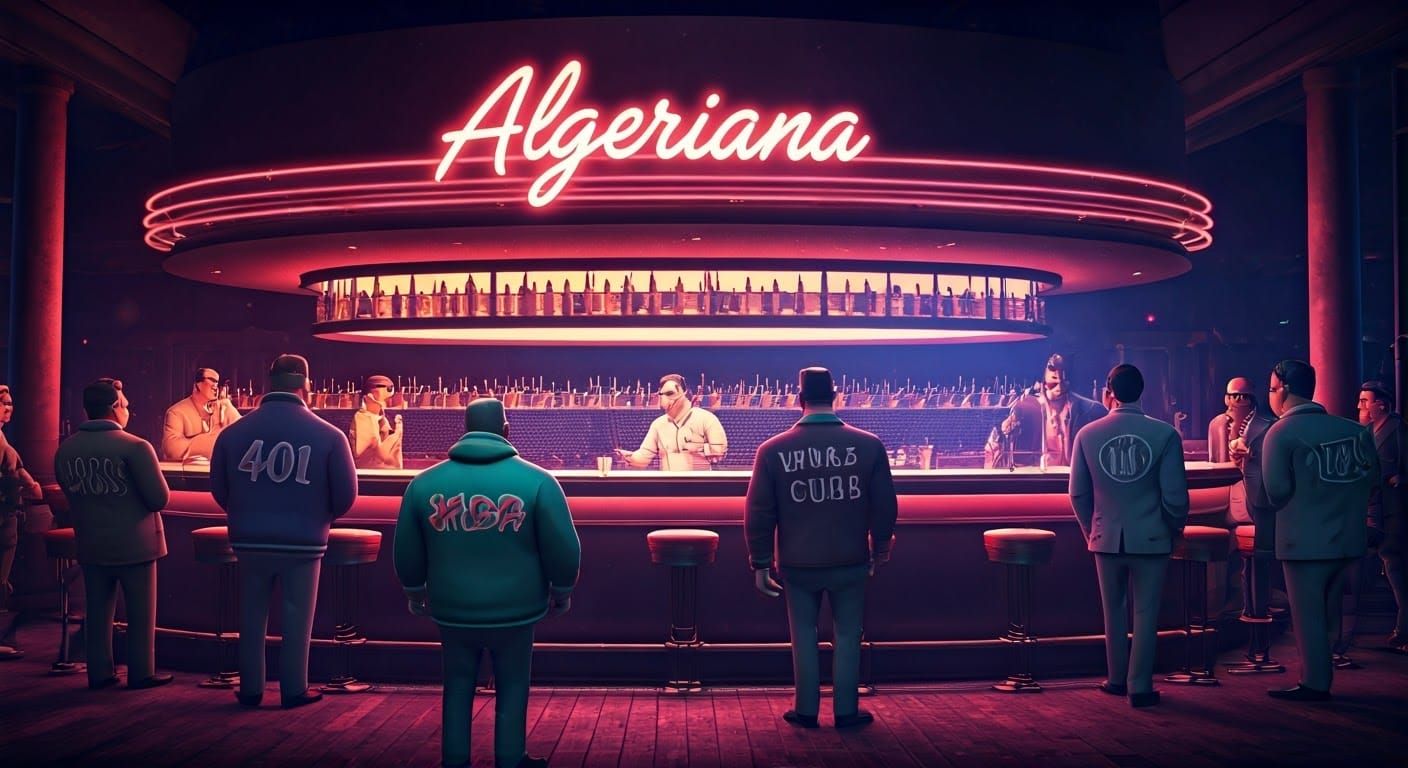 Vibrant Cartoon Nightclub Scene in Bold Digital Art Style