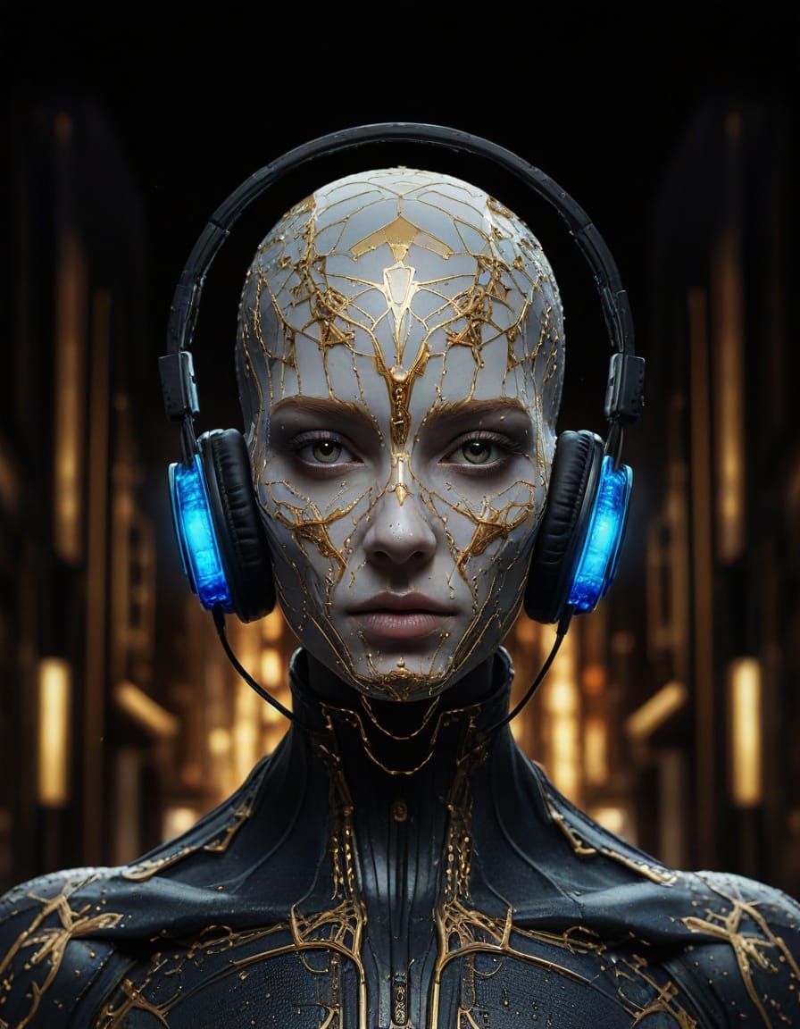 Android Goddess in Cyberpunk Realm