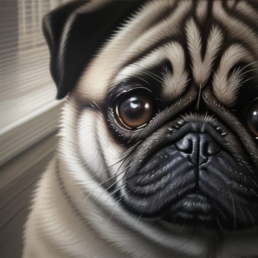 Oil Painting of a Pug on a Rug