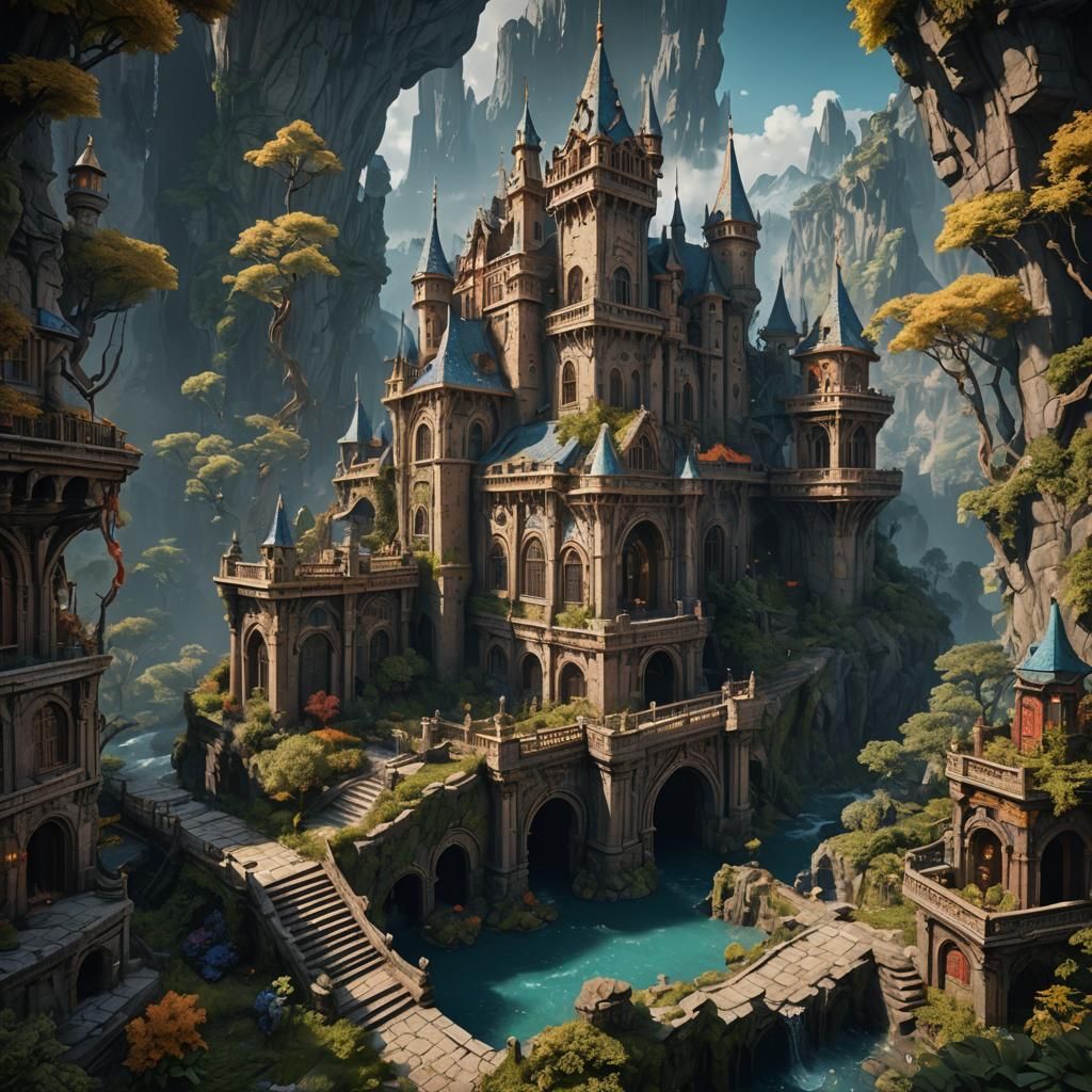 Fantastical Detailed Matte Painting in Deep Color