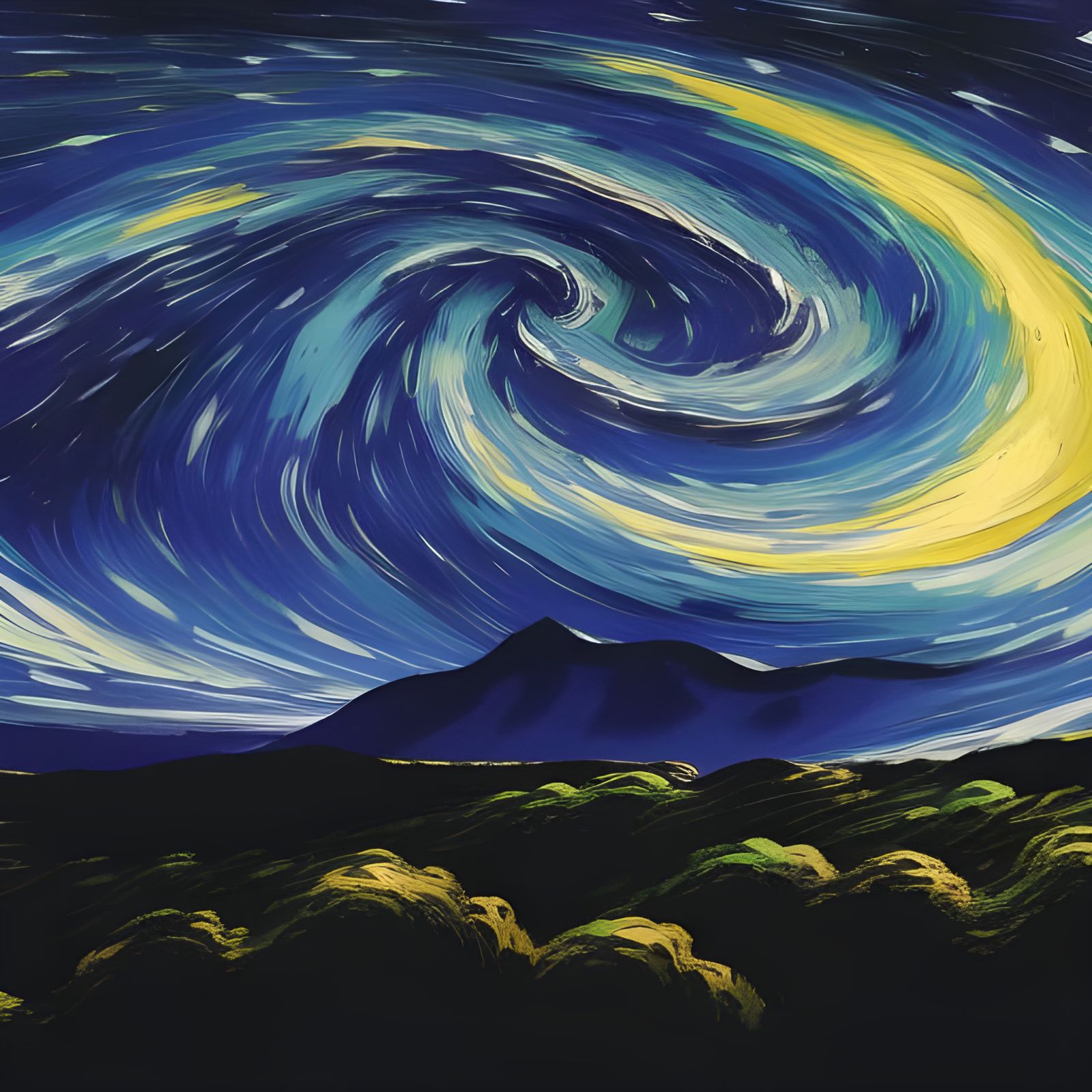 Cosmic Tidal Wave Impasto Starry Night