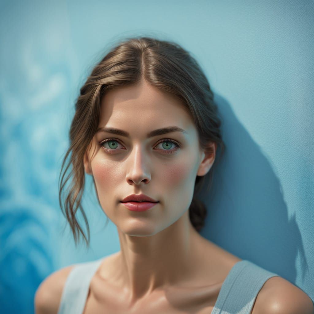 Stunning Brunette Woman in Soft Focus Oil Painting Style