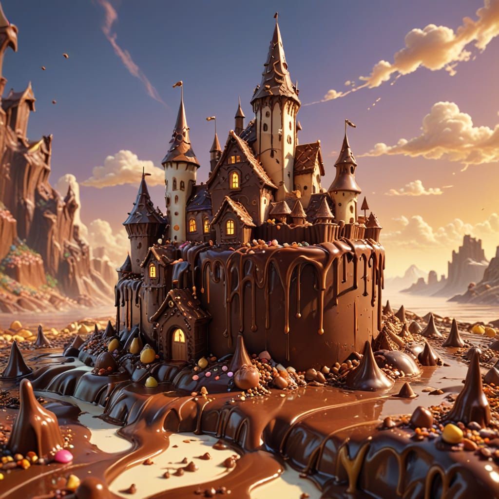 Chocolate Castle: Whimsical Fantasy Digital Painting