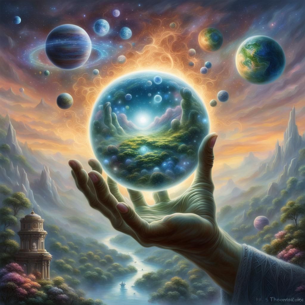 Celestial Alien Entity Holding Planets: Ethereal Fantasy