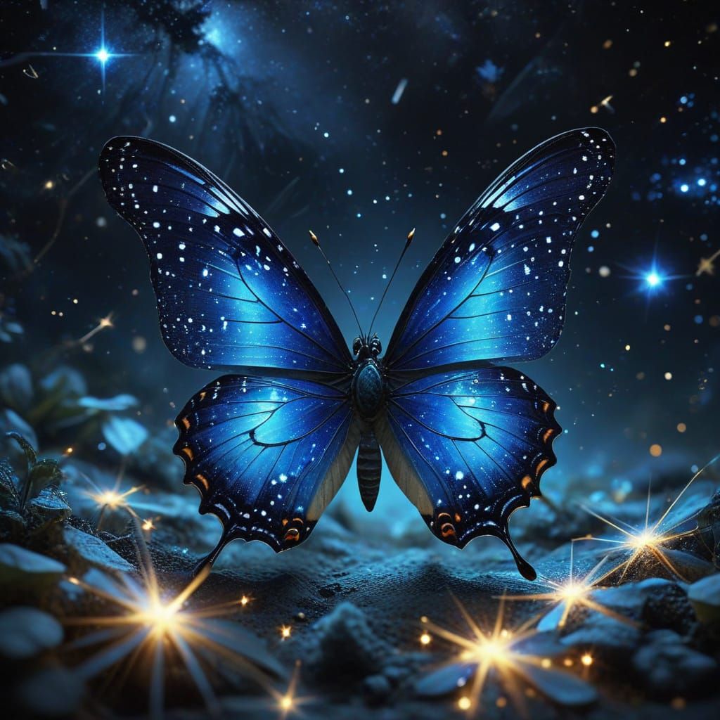 Celestial Butterfly in Whimsical Fantasy