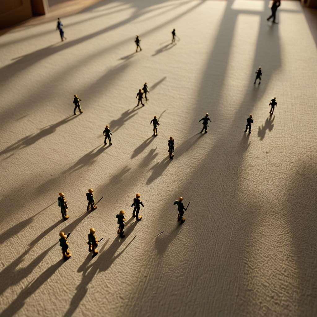 Toy Soldiers Marching in a Miniature World