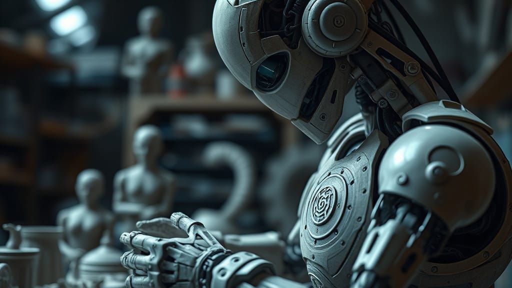 Surreal Clay Robot Creates Intricate Sculptures in Hyper-Rea...